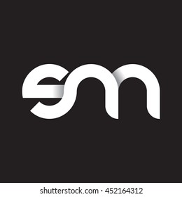 initial letter sm modern linked circle round lowercase logo white black