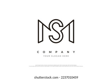 Letra inicial SM o plantilla de vector de diseño con logotipo de MS