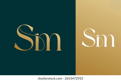 Ilustración vectorial inicial del diseño del logotipo de SM MS para la pareja, la boda y el negocio
