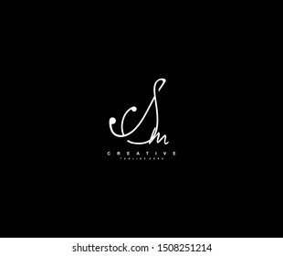 Initial Letter Sm Script Signature Minimalist Logotype