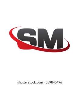 initial letter SM swoosh ring company logo red black