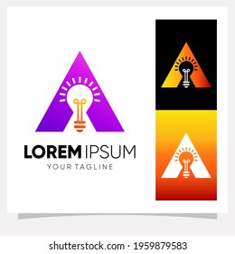 Initial Letter A Smart Light Bulb Logo Design Vector Graphic