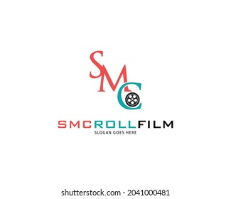 Initial Letter SMC Roll Films Logo Design Vector