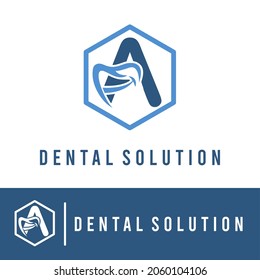 Initial A Letter with Smile for Dental Clinic Business logo Concept. Dentist Orthodontist Health Care Modern Logo Template