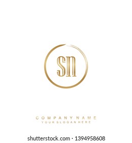 Initial letter SN beautiful handwriting logo vector template