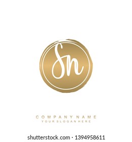 Initial letter SN beautiful handwriting logo vector template