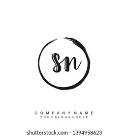 Initial letter SN beautiful handwriting logo vector template