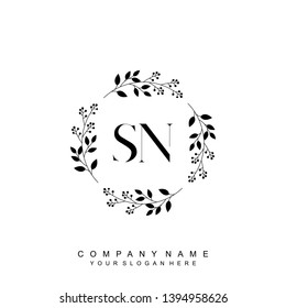 Initial letter SN beautiful handwriting logo vector template