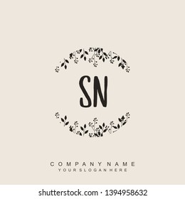 Initial letter SN beautiful handwriting logo vector template