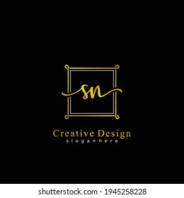 Initial letter SN calligraphy handwritten logo. Handwritten alphabet in the logo template. Letters and Alphabet for your logo design.
