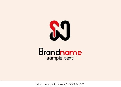 Initial letter SN graphic logo template, letter N on negative space design concept, modern elegant and unique logo design.
