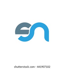 initial letter sn linked round lowercase logo blue