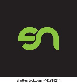 initial letter sn linked round lowercase logo green