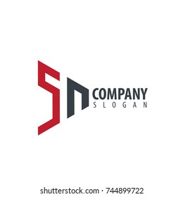 Initial Letter SN Linked Triangle Design Logo