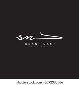 Initial Letter SN Logo - Hand Drawn Signature Logo