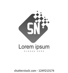 Initial letter SN Logo Template. Minimalist letter logo design