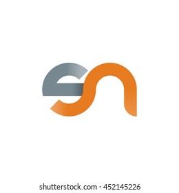 initial letter sn modern linked circle round lowercase logo orange gray