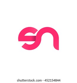 initial letter sn modern linked circle round lowercase logo pink