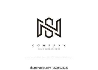 Initial Letter SN or NS Logo Design Vector Template