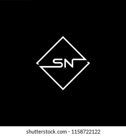 Initial letter SN NS minimalist art monogram shape logo, white color on black background.