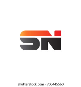 Initial letter SN, straight linked line bold logo, gradient fire red black colors