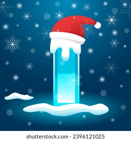 Initial Letter I with snowflake and Santa hat element, snow lettering template vector illustration. Alphabet with snow vector template.  Winter text vector usable for New Year or Christmas.