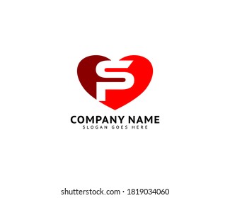 Initial Letter SP Heart Love Logo Icon Design Template Element