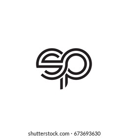 Initial letter sp, linked outline rounded lowercase, monogram black