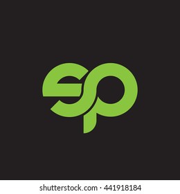 initial letter sp linked round lowercase logo green