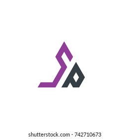 Initial Letter SP Linked Triangle Design Logo