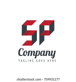 Initial Letter SP Logo With Ribbon Style