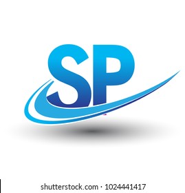 initial letter SP logotype company name colored blue and magenta swoosh design. vector logo for business and company identity.
