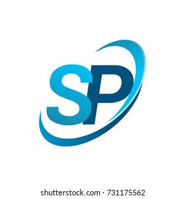 initial letter SP logotype company name colored blue swoosh design concept. vector logo for business and company identity.