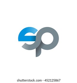 initial letter sp modern linked circle round lowercase logo blue gray