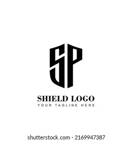 Initial Letter SP Shield shape logo template