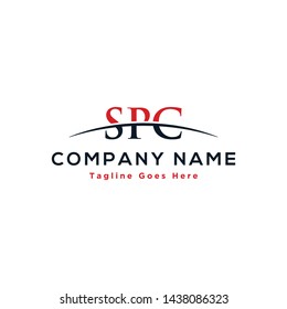 Initial letter SPC, overlapping movement swoosh horizon logo company design inspiration in red and dark blue color vector
