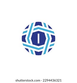 Initial letter I sphere logo Symbolize Global Connectivity