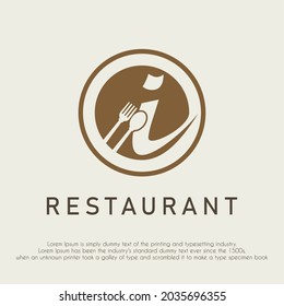 Initial Letter I With Spoon And Fork Icon For Restaurant, Catering, Cafe, Cafeteria, Food, Kitchen Retail Business Logo Design Concept	