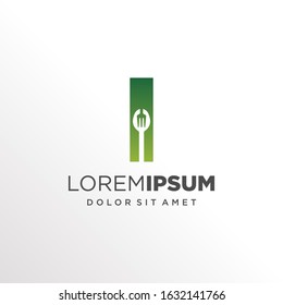 Initial Letter I with Spoon and Fork Logo Design