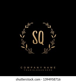 Initial letter SQ beautiful handwriting logo vector template