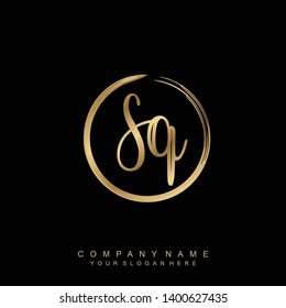 Initial letter SQ beautiful handwriting logo vector template