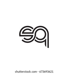 Initial letter sq, linked outline rounded lowercase, monogram black