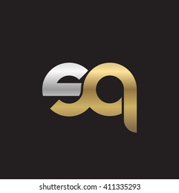 initial letter sq linked round lowercase logo gold silver black background