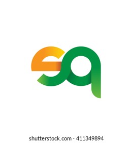 initial letter sq linked round lowercase logo orange green