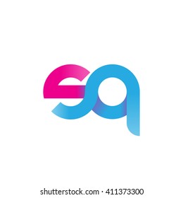initial letter sq linked round lowercase logo pink blue purple
