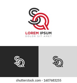 Initial Letter SQ linked uppercase overlap modern logo design template. Suitable for business, consulting group company