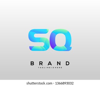 Initial letter SQ logo with colorful background, letter combination logo design for creative industry, web, business and company. - Vector