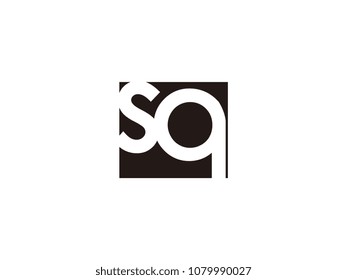 Initial letter sq lowercase logo black and white