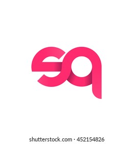 initial letter sq modern linked circle round lowercase logo pink