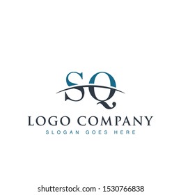 Initial letter SQ, overlapping movement swoosh horizon logo company design inspiration in blue and gray color vector